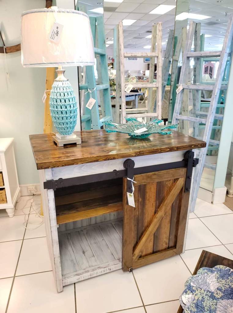 Dark Walnut/Distressed Antique White Coffee Bar